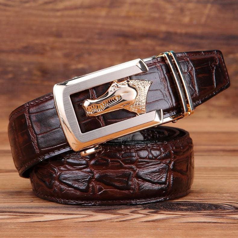 ceinture-cuir-veritable-boucle-doree-crocodile-pour-homme-modele-ravil-12 Ceinture cuir véritable boucle dorée crocodile pour homme, modèle Ravil