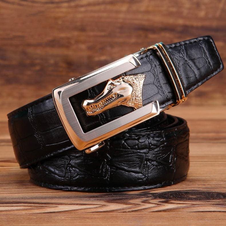 ceinture-cuir-veritable-boucle-doree-crocodile-pour-homme-modele-ravil-13 Ceinture cuir véritable boucle dorée crocodile pour homme, modèle Ravil