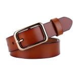 Ceinture en cuir lisse pour femme à boucle simple, modèle Leona