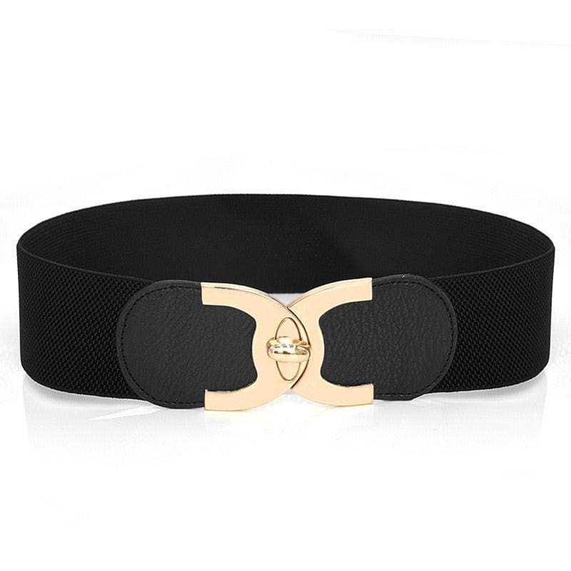 Ceinture Large Femme élastique Avec Boucle Dorée - Taille Réglable 63-114 Cm - Pour Robes, Manteaux, Blazers - Vintage Extensible